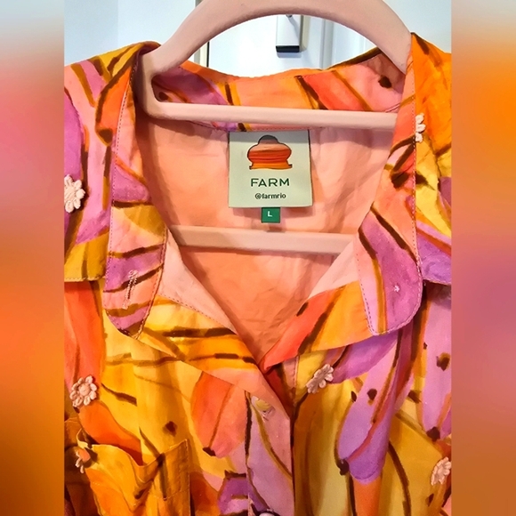 FARM RIO PINK OMBRE BANANAS MINI DRESS Size L - Picture 6 of 6